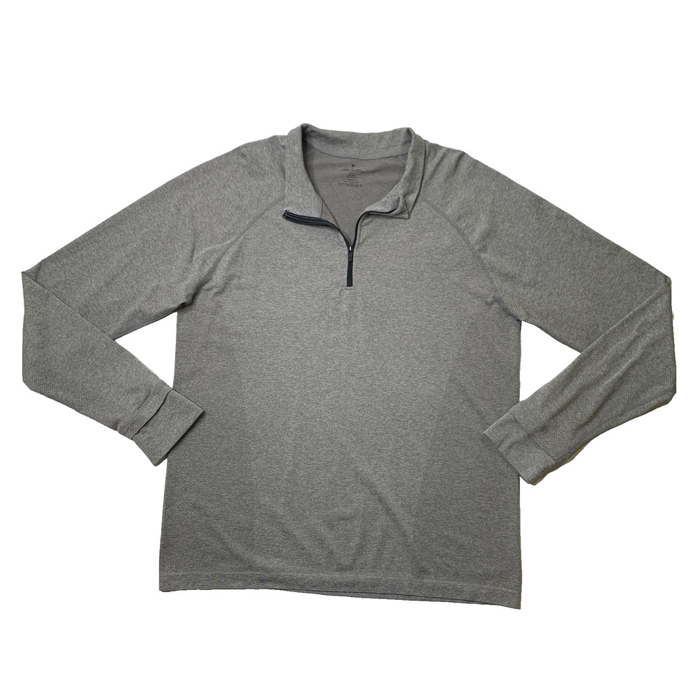 Fabletics Shirt Mens XL Gray The Training Day Quarter Zip Heathered Performance
